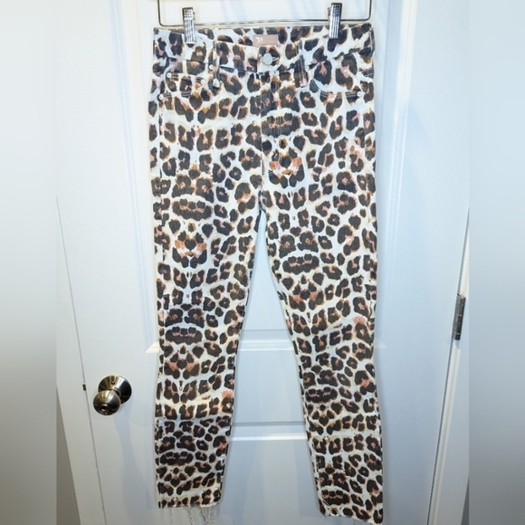 Mother Jeans Leopard "Looker" High Waist Cropped Skinny Size 26 - Picture 2 of 6